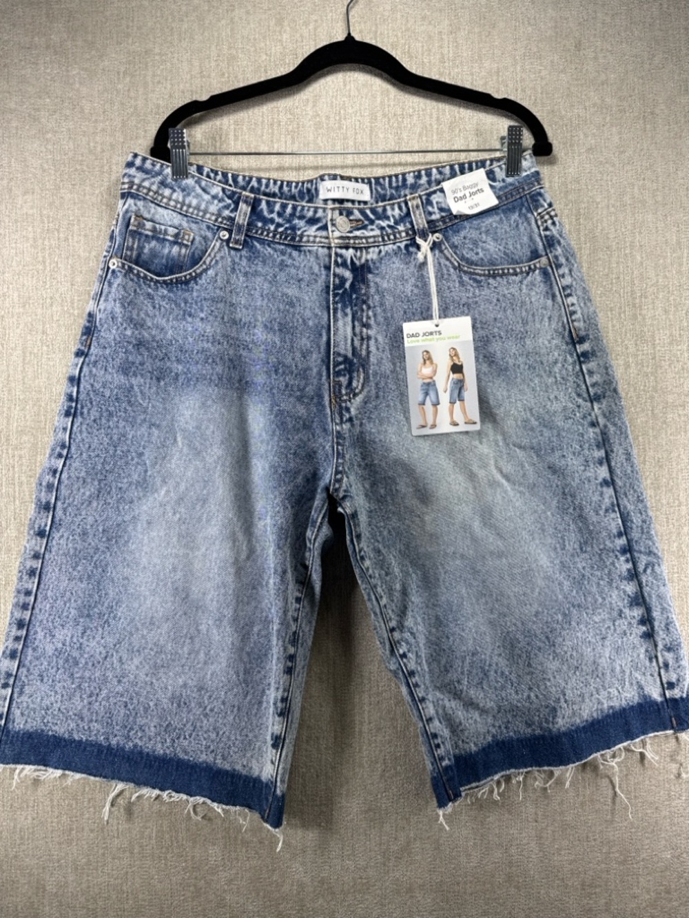 Witty Fox 90’s Baggy Dad Jorts Acid Wash Denim Shorts Size 13/31 NWT